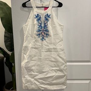 NWT Lilly Pulitzer Jena Stretch Shift Dress. Size 12. Resort White. Smoke free